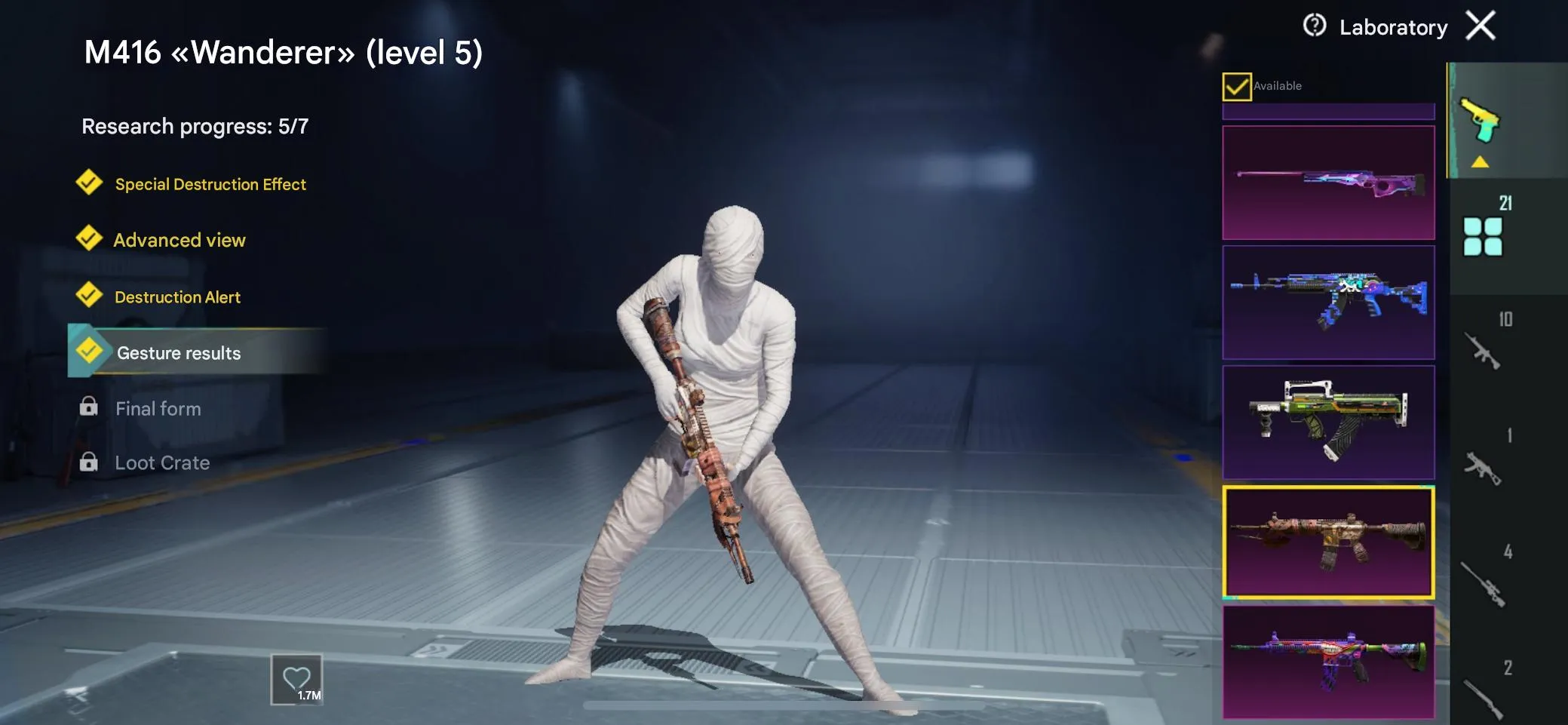 PGM295 3 Dodge Sports Cars, Ripping Roar Lv7, M416 Wanderer Lv5, M416 Jester Lv4, White Mummy, Gold Suit, Platinum Rank, 50+ Mythic Skins (G)